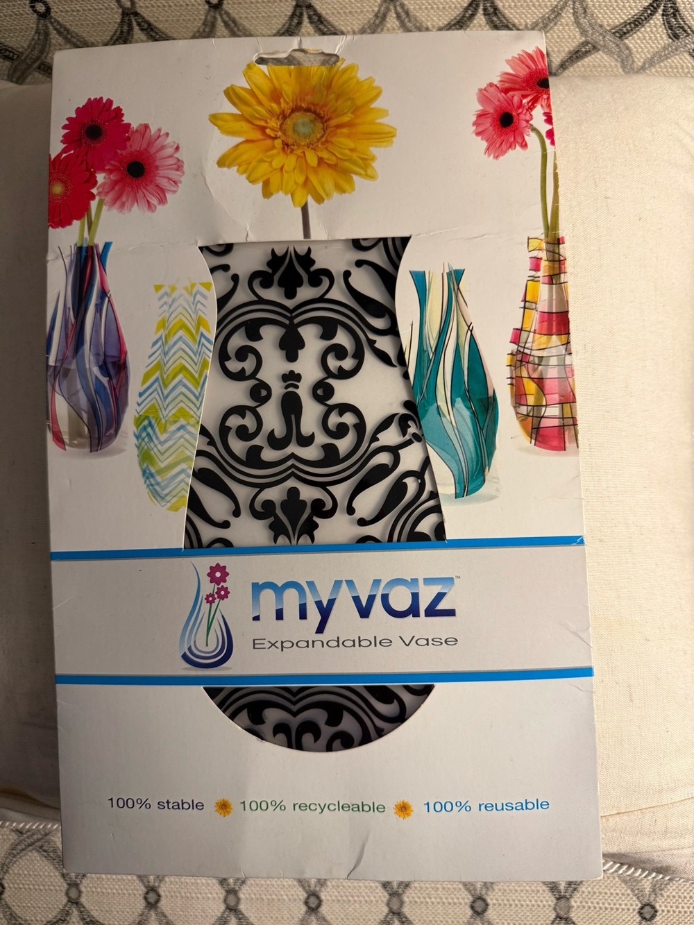 myvaz Expandable Vase - Black & White Damask